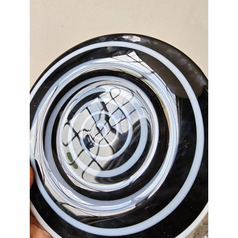 Pier 1 swirl black plate‎ art white unique retired
